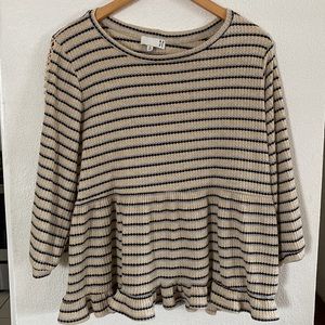 Anthropologie RO & DE Striped Peplum Blouse